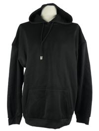 Pánská černá mikina s potiskem a kapucí 