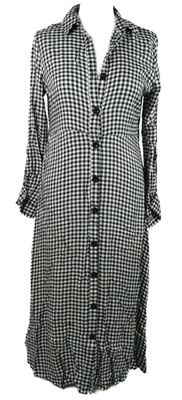 Dámské černo-bílé kostkované košilové midi šaty New Look 