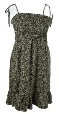 Nové - Dámské černo-béžové vzorované žabičkové šaty Topshop 