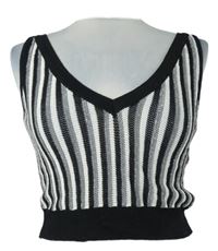 Dámský stříbrno-černo-bílý pruhovaný pletený crop top River Island 