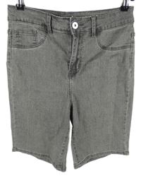 Dámské šedé riflové skinny kraťasy s vysokým pasem Fisherfields