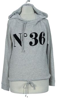 Dámský šedý svetr s číslem a kapucí zn. H&M
