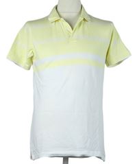 Pánské bílo-žluté pruhované polo tričko Cotton 