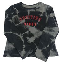 Černo-šedé crop triko s nápisem Primark