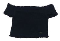 Tmavomodré žabičkové crop tričko Pepe Jeans