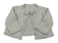 Světlešedý pletený cardigan s bambulkami 