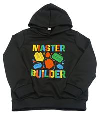 Černá sportovní mikina s potiskem lego a kapucí 