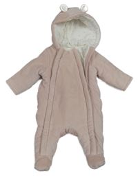 Světlerůžová sametová zateplená kombinéza s kapucí George