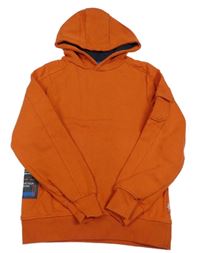 ORanžová mikina s potiskem a kapucí WE