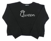 Černé úpletové crop triko s nápisem 