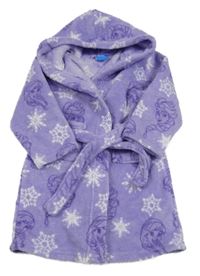 Fialový chlupatý župan s Frozen a kapucí Disney