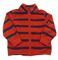 Červeno-tmavomodrá pruhovaná fleecová propínací mikina George