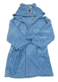 Modrý chlupatý župan s kapucí- medvěd Kiki&Koko