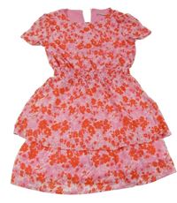 Růžové květinové šifonové šaty Only