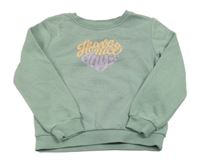 Zelenomodrá mikina s nápisem Kiabi