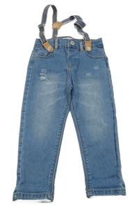 Modré slim rifle s kšandami Primark