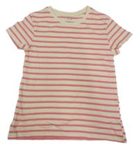 Smetanovo-růžové pruhované tričko H&M