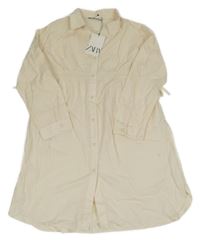 Nové - Krémové propínací košilové šaty Zara