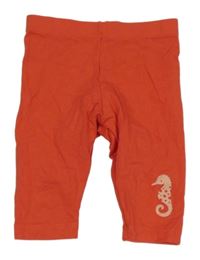 Červené capri legíny s mořským koníkem Lupilu