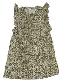 Béžové vzorované bavlněné šaty s volánky River Island