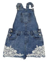 Modré riflové laclové kraťasy s krajkou Denim Co.