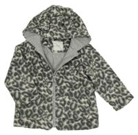 Šedá leopardí podšitá bunda s kapucí Next