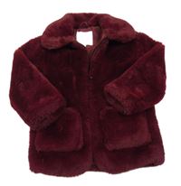 Vínový kožešinový podšitý kabátek zn. F&F