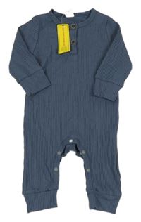 Nové - Modrošedý žebrovaný overal Shein