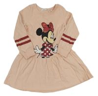 Světlerůžové teplákové šaty s Minnie H&M