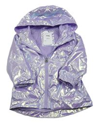 Lila metalická šusťáková lehká jarní parka s kapucí Sinsay