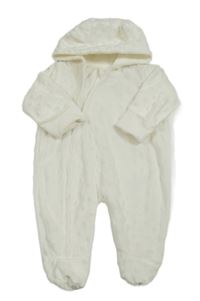 Bílá minky podšitá kombinéza s kapucí George