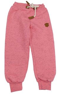 Růžové melírované tepláky s nášivkou 