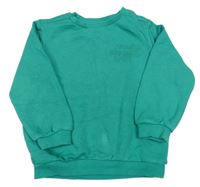 Zelená mikina s nápisem Tu