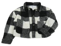 Černo-bílá kostkovaná košilová crop bunda Zara