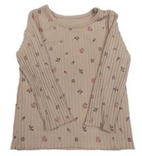 Světlerůžové žebrované triko s kytičkami George 