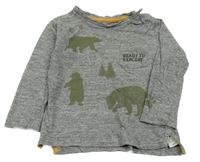 Šedé melírované triko s medvědy