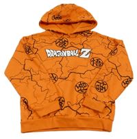 Oranžovo-černá vzorovaná mikina s nápisem a kapucí - Dragonball