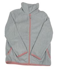 Šedá fleecová propínací mikina s límcem Crane