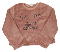 Růžová chlupatá pyžamová mikina s očima