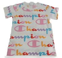 Bílé tričko s barevnými logy Champion