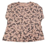 Světlerůžové triko s motýlky C&A