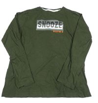 Khaki pyžamové triko s nápisem Primark