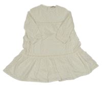 Bílé vyšívané květované lehké šaty 