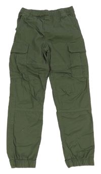 Khaki plátěné cargo cuff kalhoty H&M