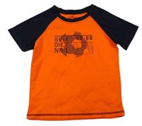 Neonově oranžovo-tmavomodré sportovní tričko s nápisem Topolino 