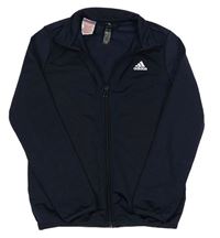 Tmavomodrá propínací mikina s logy Adidas