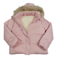 Světlerůžová šusťáková zimní bunda s kapucí Dunnes 