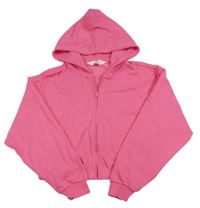 Růžová propínací crop mikina s kapucí H&M