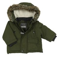 Khaki šusťáková zimní bunda s kapucí Primark