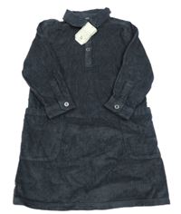 Nové - Tmavošedé manšestrové šaty s límečkem Tu